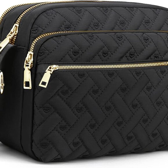 Medium Nylon Crossbody Bag for Women Large Travel Purses Stylish Quilted - Picture 1 of 7